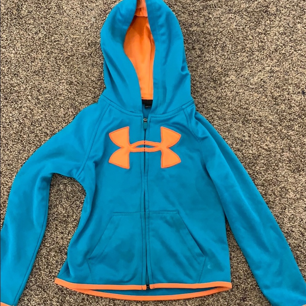 Girls Turquoise/Orange Under Armour Zip Jacket